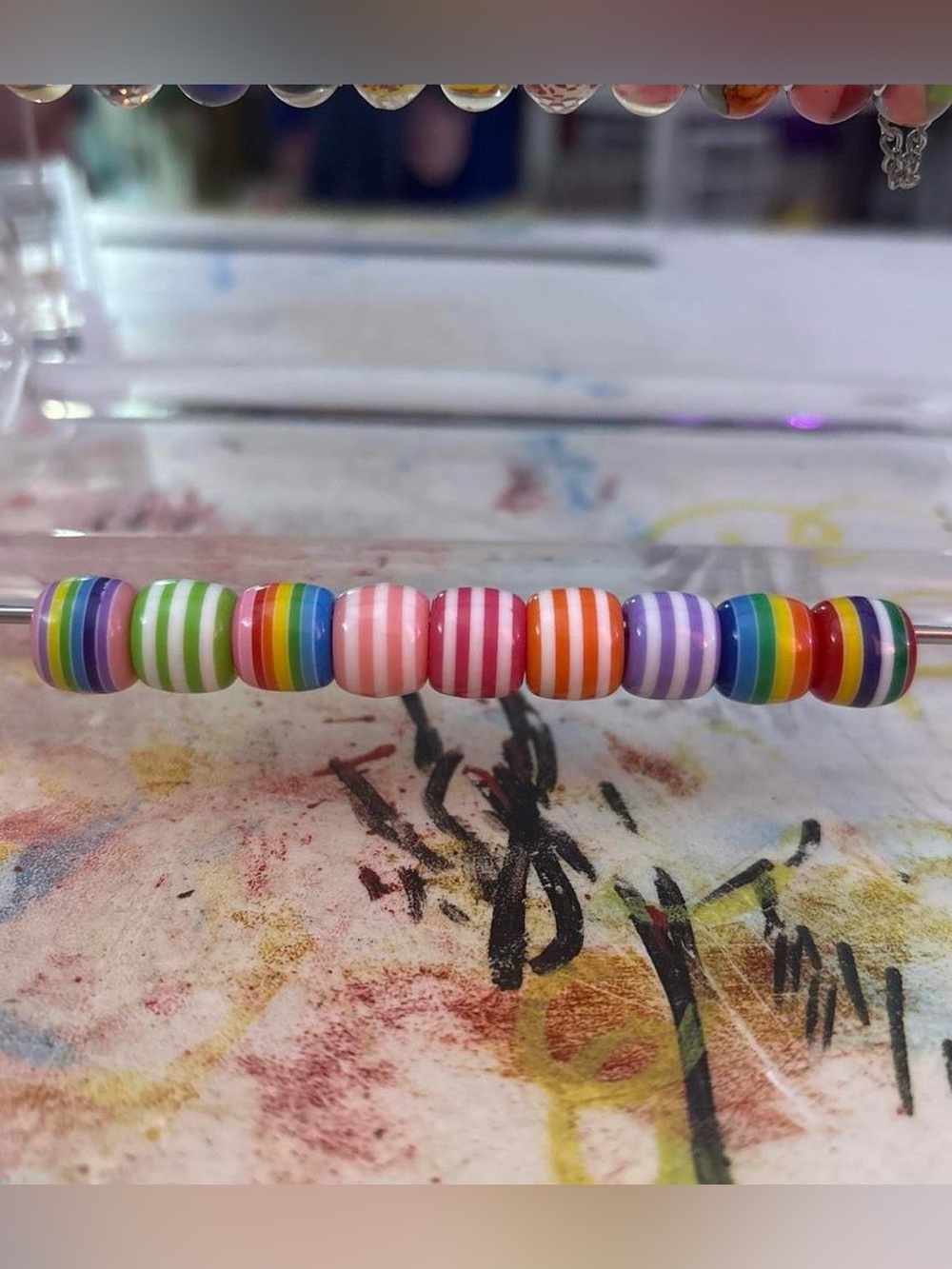 Colorful Striped Bracelet Beads- Rainbow & Pastel Set